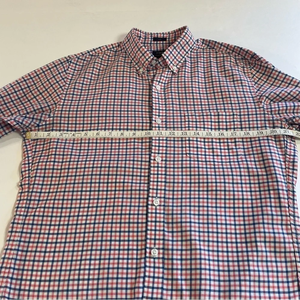 J. Crew Men's Checkered Slim Fit Summer Shirt Pink/Blue Size Medium